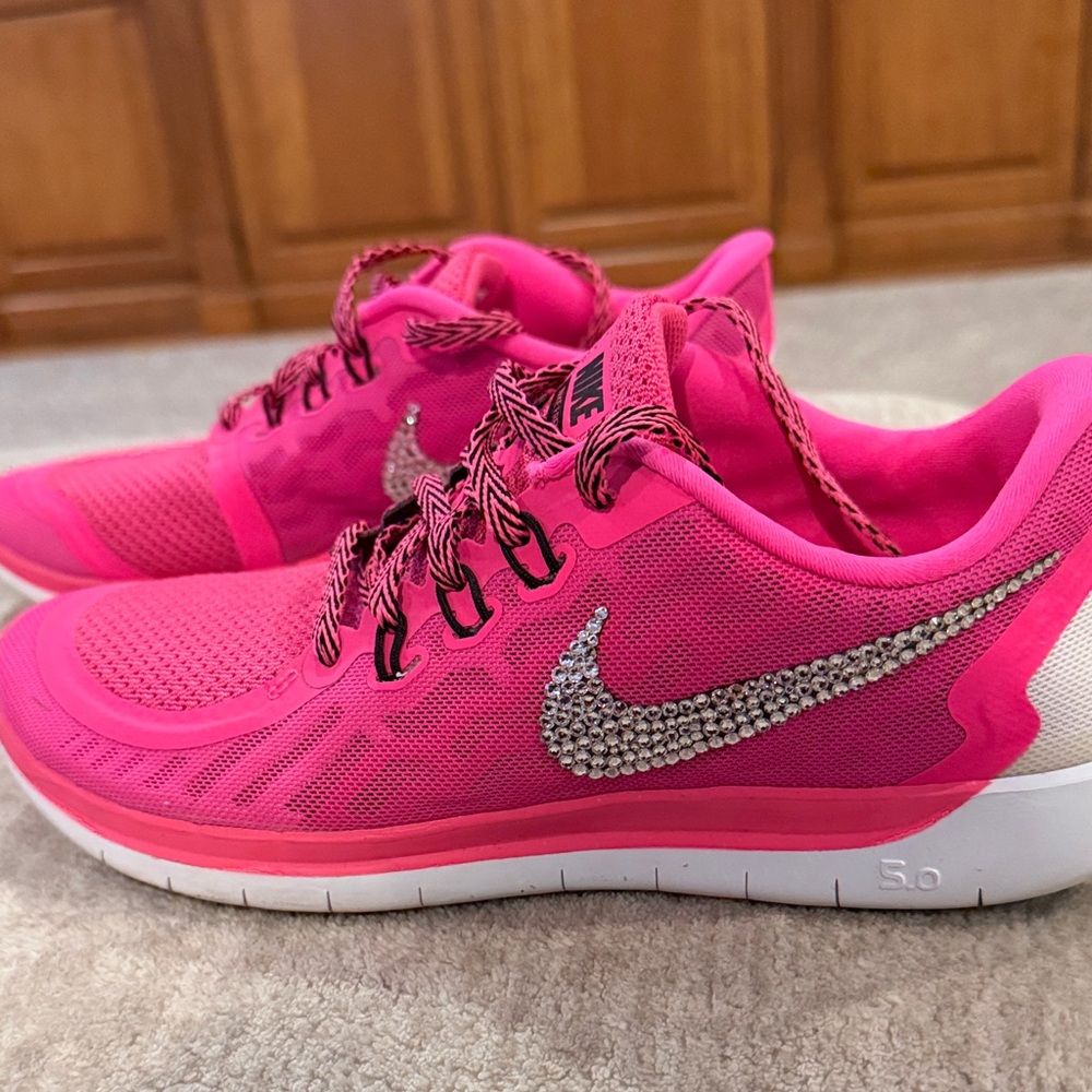 Nike Women's Hot Pink Athletic Shoes with Swarovski crystals